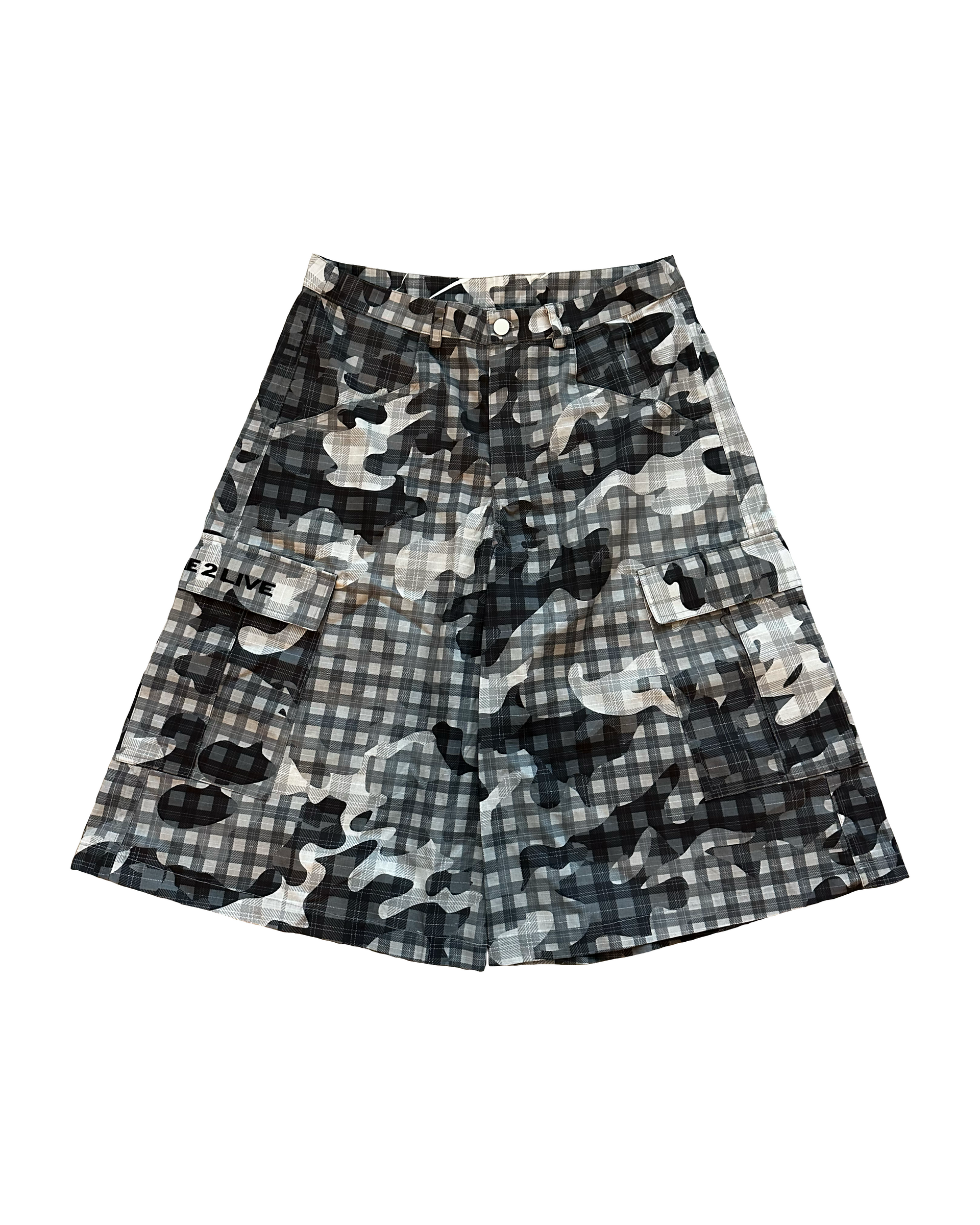 Plaid Camo Shorts (Gray)
